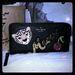 Kate spade leopard run the wild neda wallet